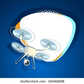 banner with quadrocopter and blank text frame.