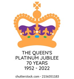 Banner of The Queen's Platinum Jubilee. 1952-2022. The Queen will become the first British Monarch to celebrate a Platinum Jubilee after 70 years of service.  svg