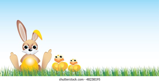 Banner with rabbit and chicken