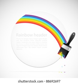 Banner with rainbow brush. Vector illustration.