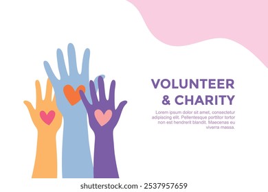 Banner raise up hand for volunteering background