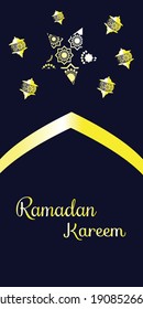 banner ramadan dark blue gradien gold