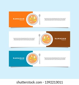 Banner ramadan mubarak, soup for iftar, celebrate fasting in the month of Ramadan,month of forgiveness, vector illustrations, background of the month of Ramadan kareem mubarak, Islamic design