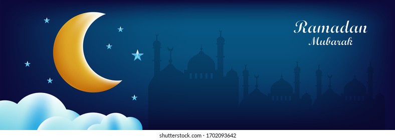 Banner Ramadan Mubarak vector illustration for web, banner, background.