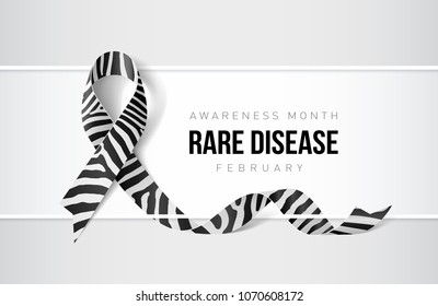 Banner with Rare Disease Awareness Realistic Ribbon. Design Template for Websites Magazines