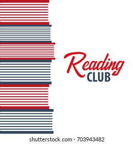 Banner Reading club. Pile of books. Vector illustration