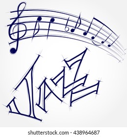 banner reading jazz and musical note