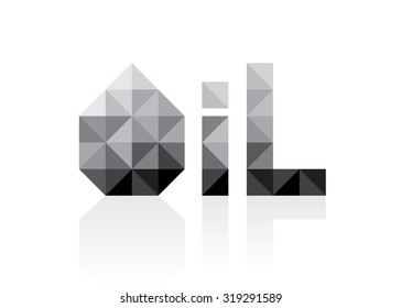 banner reading oil. Abstract drop of oil and word oil