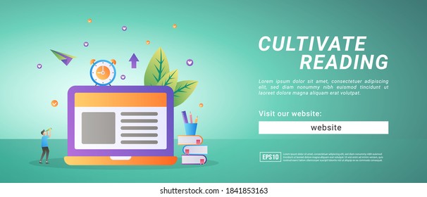 Banner reads a book, makes it a habit to read a book every day. Banners for promotional media