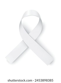 Un Anuncio con una cinta blanca realista para la conciencia del cáncer de pulmón. Una Plantilla de diseño para revistas de infografía o Sitios web sobre fondo blanco.