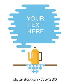 Banner for recipes, menus or other content. Cloud of steam and teapot