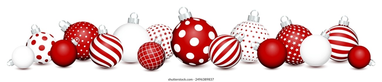 Banner Reclining Christmas Balls Pattern Dark Red White Silver