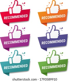 Banner Recommended With Thumbs Up With Gradient Mesh, Vector Illustration