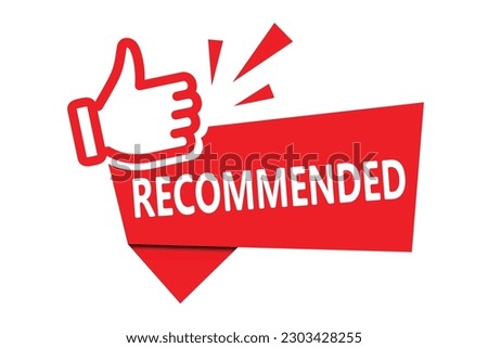 Banner recommended with thumbs up. red vector illustration EPS10