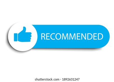 Banner recommended with thumbs up. Web banner. Recommend for marketing design. Stock image. EPS 10.