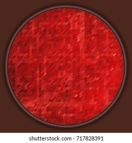 banner red circle squares. poster round rectangle with brown contours. dark brown background pattern. grunge texture. halftone effect. vector illustration