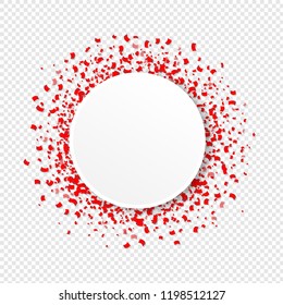 Banner With Red Confetti Transparent Background With Gradient Mesh, Vector Illustration