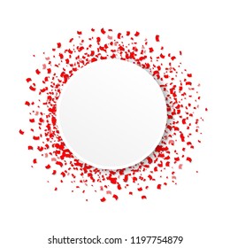 Banner With Red Confetti White Background With Gradient Mesh, Vector Illustration