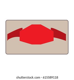 Banner red in rectangle. Emblem modern symbol of business. Set blank sticker labeling. Elegant form of the logo for sale. Colorful template for badge, tag, wrapping. Design element Vector illustration