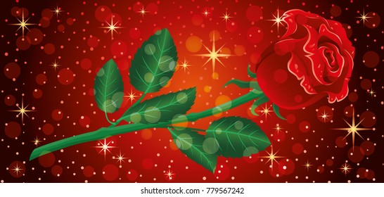 Banner with red rose.