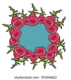 Banner of red roses. Vector illustration.