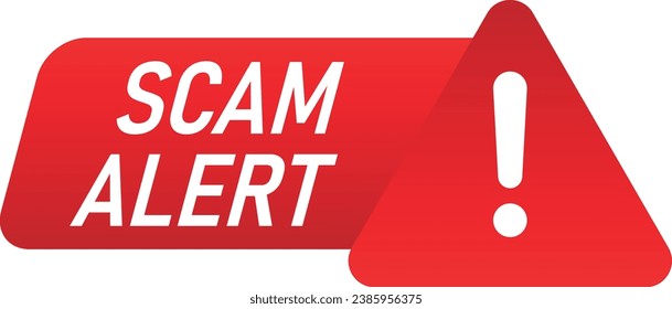 Banner mit rotem Betrug Alarm. Aufmerksamkeitszeichen. Symbol für Cybersicherheit. Warnhinweis-Aufkleber. Vektorgrafik.