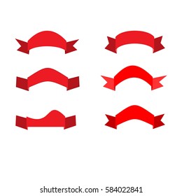Banner red set. Emblem modern symbol of business. Set blank sticker labeling. Elegant form of the logo for sale. Colorful template for badge, tag, wrapping etc. Design element. Vector illustration
