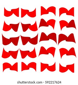 Banner red set. Emblem modern symbol of business. Set blank sticker labeling. Elegant form of the logo for sale. Colorful template for badge, tag, wrapping etc. Design element. Vector illustration