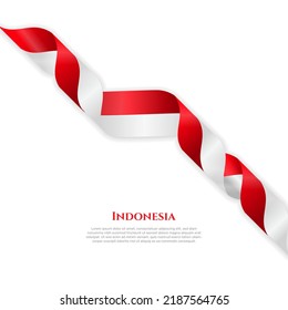 Banner in red and white colors and waving ribbon with flag of indonesia for brochures. - Vector 