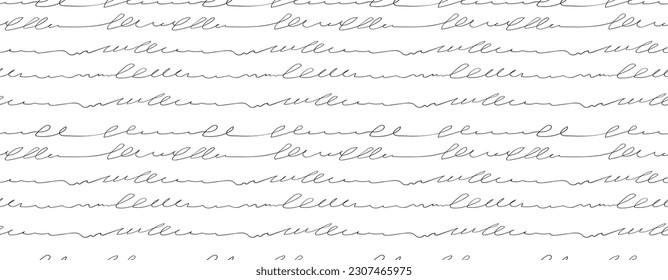 Banner with repeating pattern of ink lines with swirls and curves. Fashionable set of minimalistic covers. Minimal wall art. Black and white texture pattern on a white background. Boho.