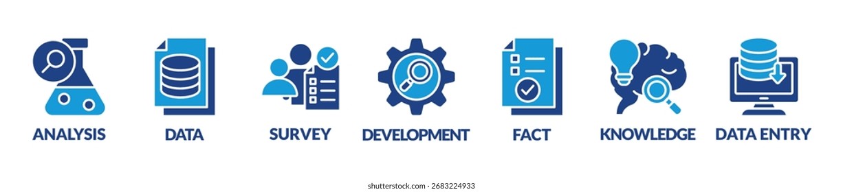 Banner research vector illustration concept with keywords and icons