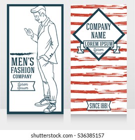 banner in retro american style, trendy hipster, can be used as business cards for old fashioned man's shop, vector illustration