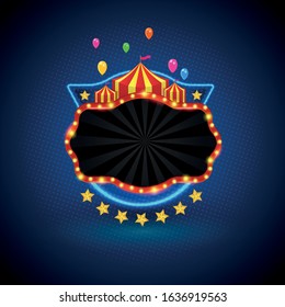 Banner retro light night style. Vector illustration for carnival and banner promotion advertising element.