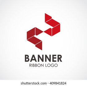 Banner ribbon of connecting abstract vector and logo design or template alliance business icon of company identity symbol concept