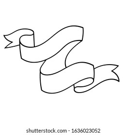 Banner ribbon. Drawn design element in doodle style. Isolated vector object on a white background. Sketch for business project, infographics, icon,themed party.