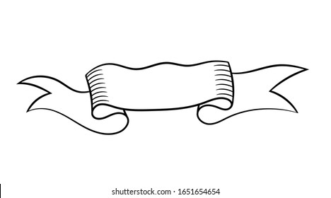 Banner ribbon. Drawn design element in doodle style. Advertising discount poster.  Isolated vector object on a white background. Creative design for business project, infographics, icon.