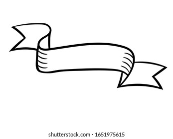 Banner ribbon. Drawn design element in doodle style. Advertising discount poster.  Isolated vector illustration on a white background. Creative design for business project, infographics, icon.