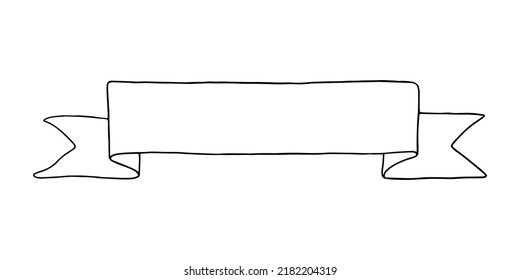 Banner ribbon. Empty Banner on chalkboard, handdrawn vector sketch, clean outlines, vintage style blackboard.