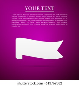 Banner ribbon flat icon on purple background. Vector Illustration