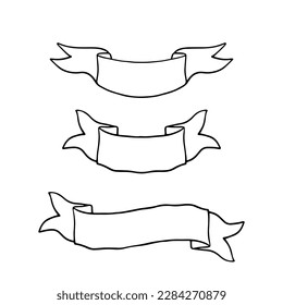 Banner ribbon frame doodles Vector for design