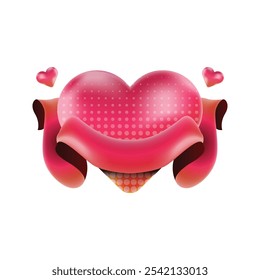 Banner ribbon with heart shape graphic vector