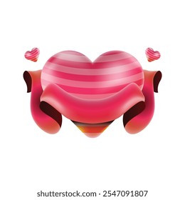 Banner ribbon with heart shape graphic concept