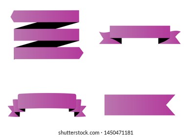 Banner ribbon label design vector icon template on white background. Isolated web flat illustration collection. Cutting symbol set for flyer, app