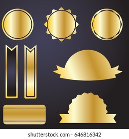 Banner ribbon label gold vector background. 