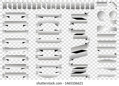 Banner ribbon label silver vector icon isolated design sale set on white background. Ribbon gray cutting vector icon vintage collection. Ribbon design symbol template for stand, app, web, stand, tag