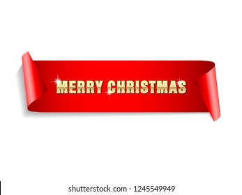 Banner, ribbon Merry Christmas banners set, Paper scrolls, Ribbons, stickers.