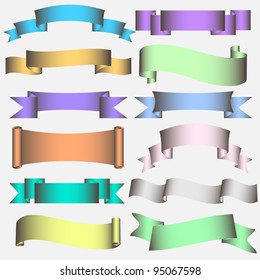 Banner Ribbon Scroll in pastel tones. Vector collection