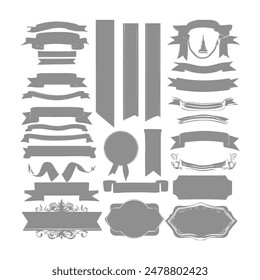 Banner ribbon set silhouette vector black shape