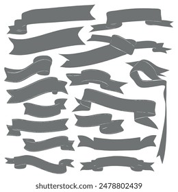 Banner ribbon set silhouette vector black shape