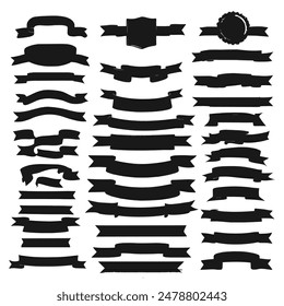 Banner ribbon set silhouette vector black shape